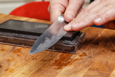 steel knife being sharpened