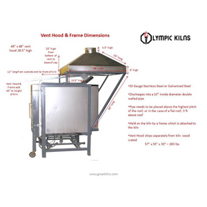 Vent Hood Stainless Steel for DownDraft Gas Kilns